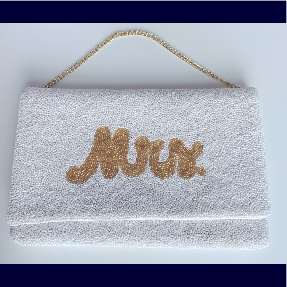 Bridal Mrs. Beaded Clutch Purse